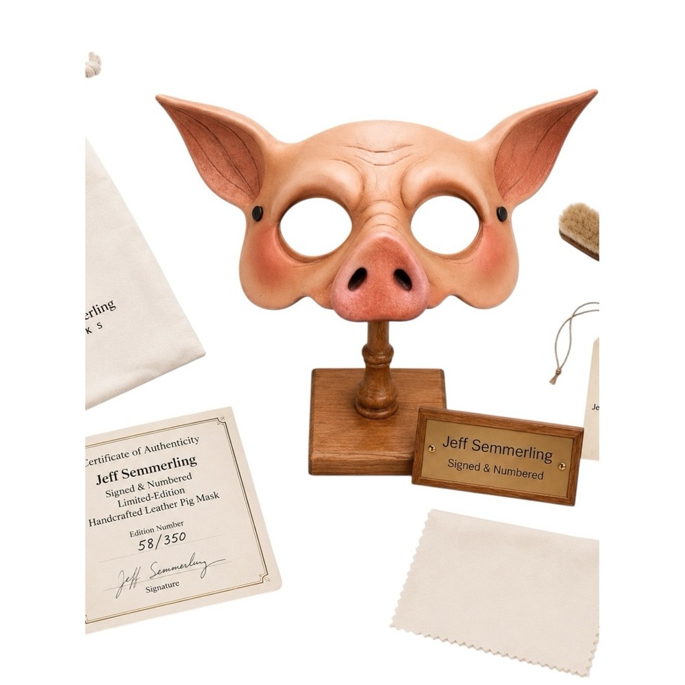 Jeff Semmerling Signed Numbered Limited Edition Handcrafted Leather Pig Mask Art